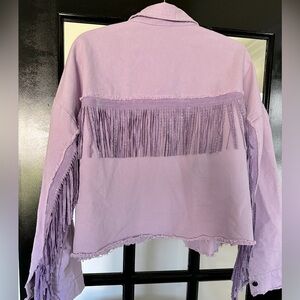Lavender fringe lightweight cropped jacket